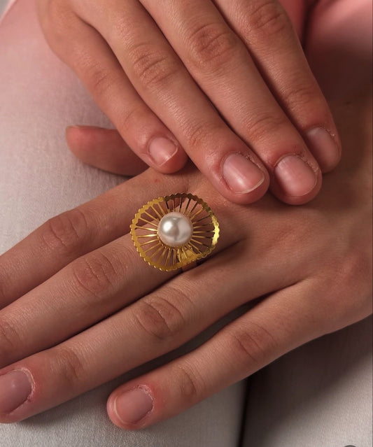 Stainless steel Perle Maize Adjustable ring. 💍