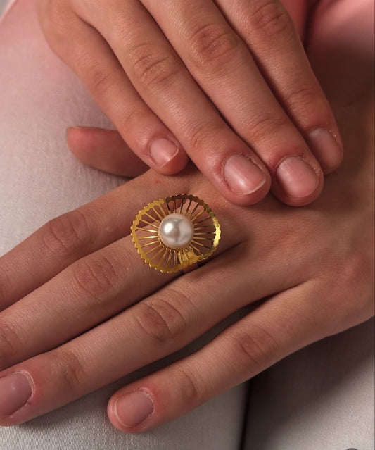 Stainless steel Perle Maize Adjustable ring. 💍