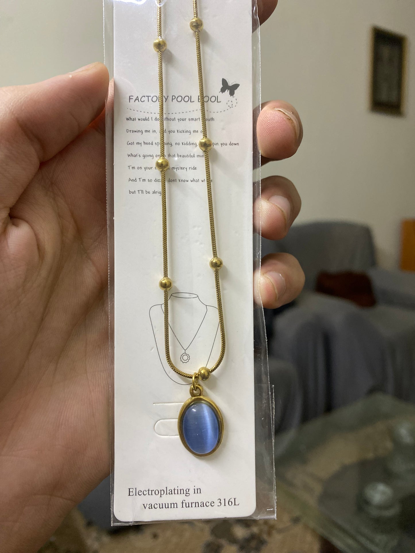 Colorful Oval Gemstone Choker Necklace on Gold Beaded Chain