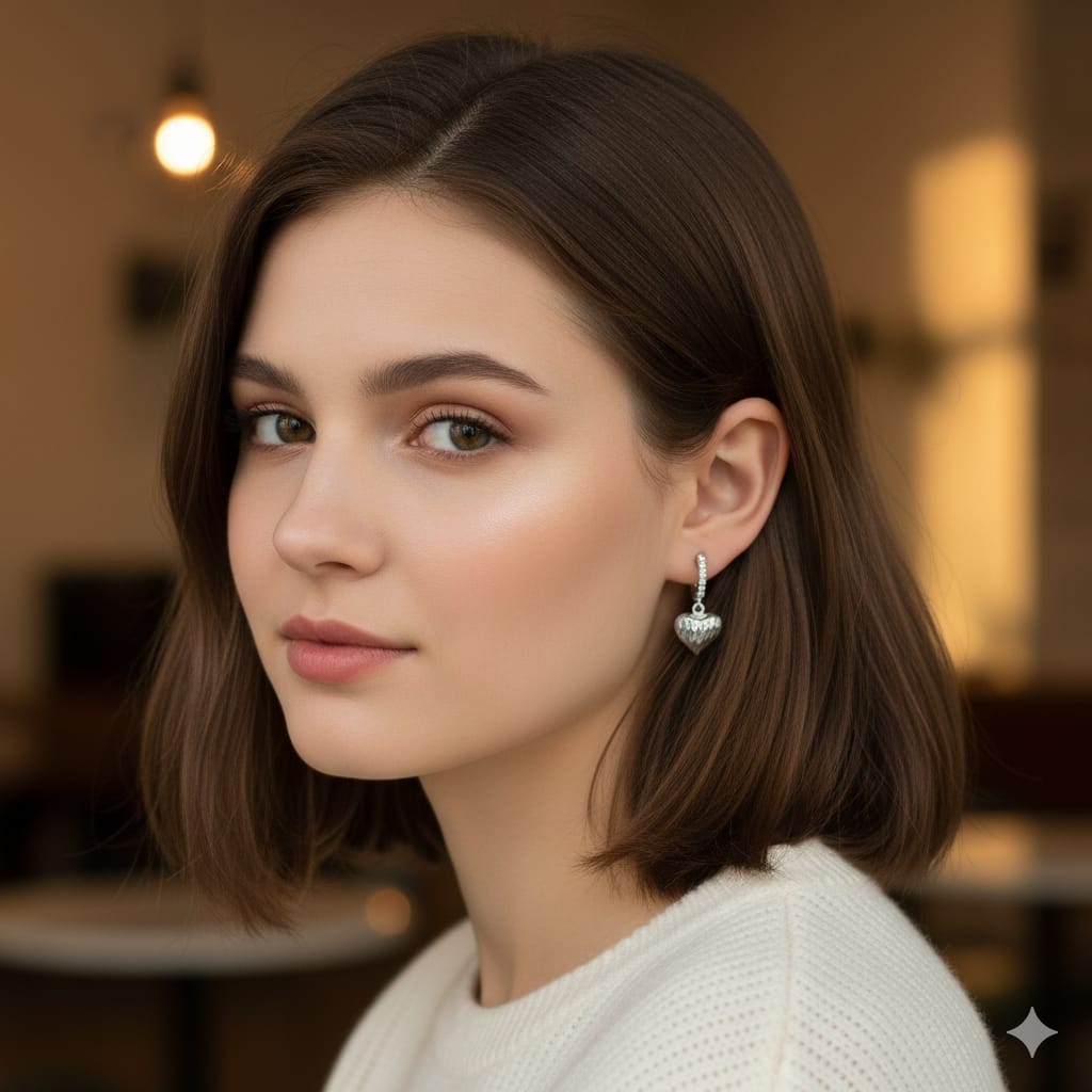 Beautiful zircon heart earrings