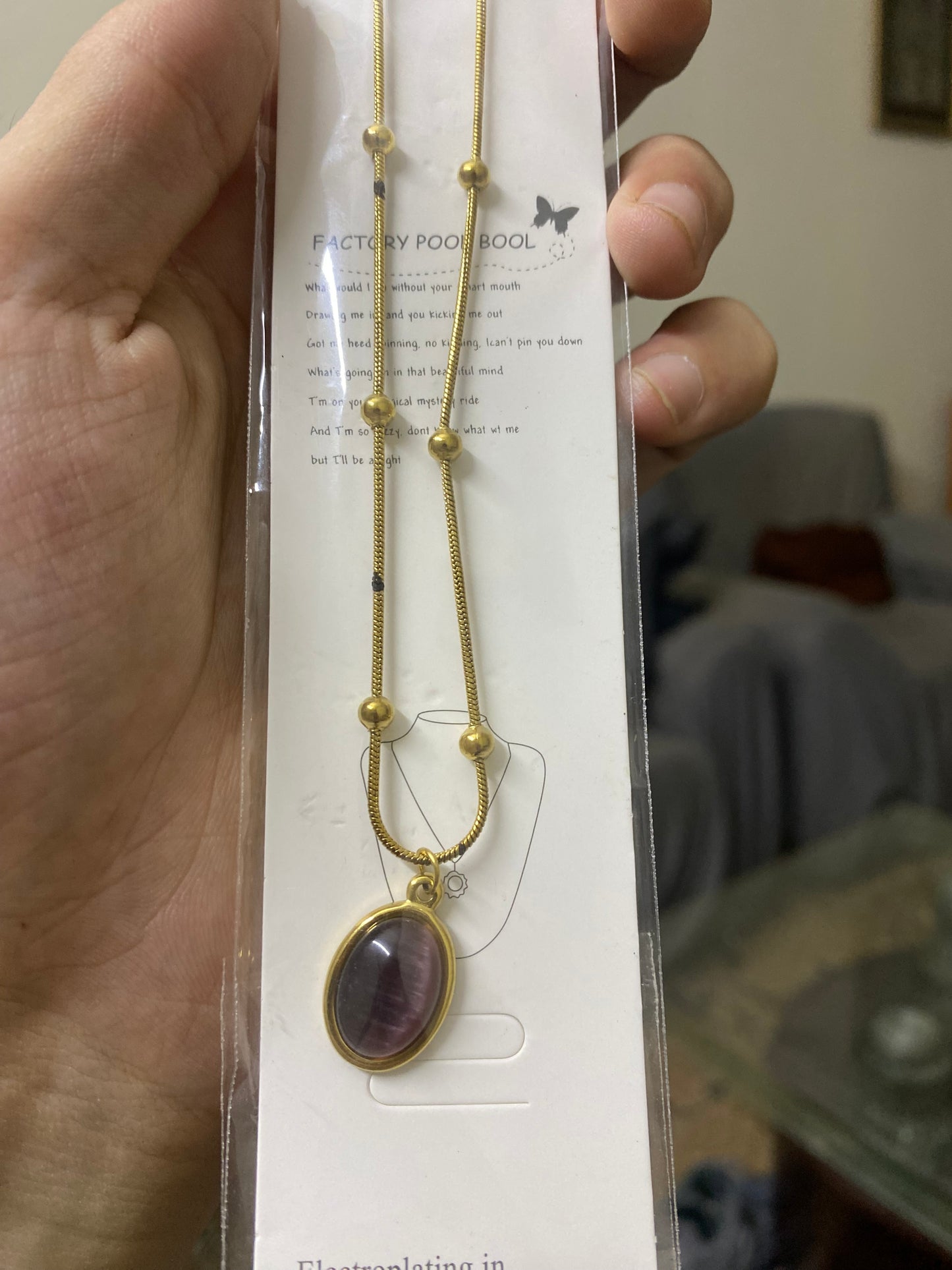 Colorful Oval Gemstone Choker Necklace on Gold Beaded Chain