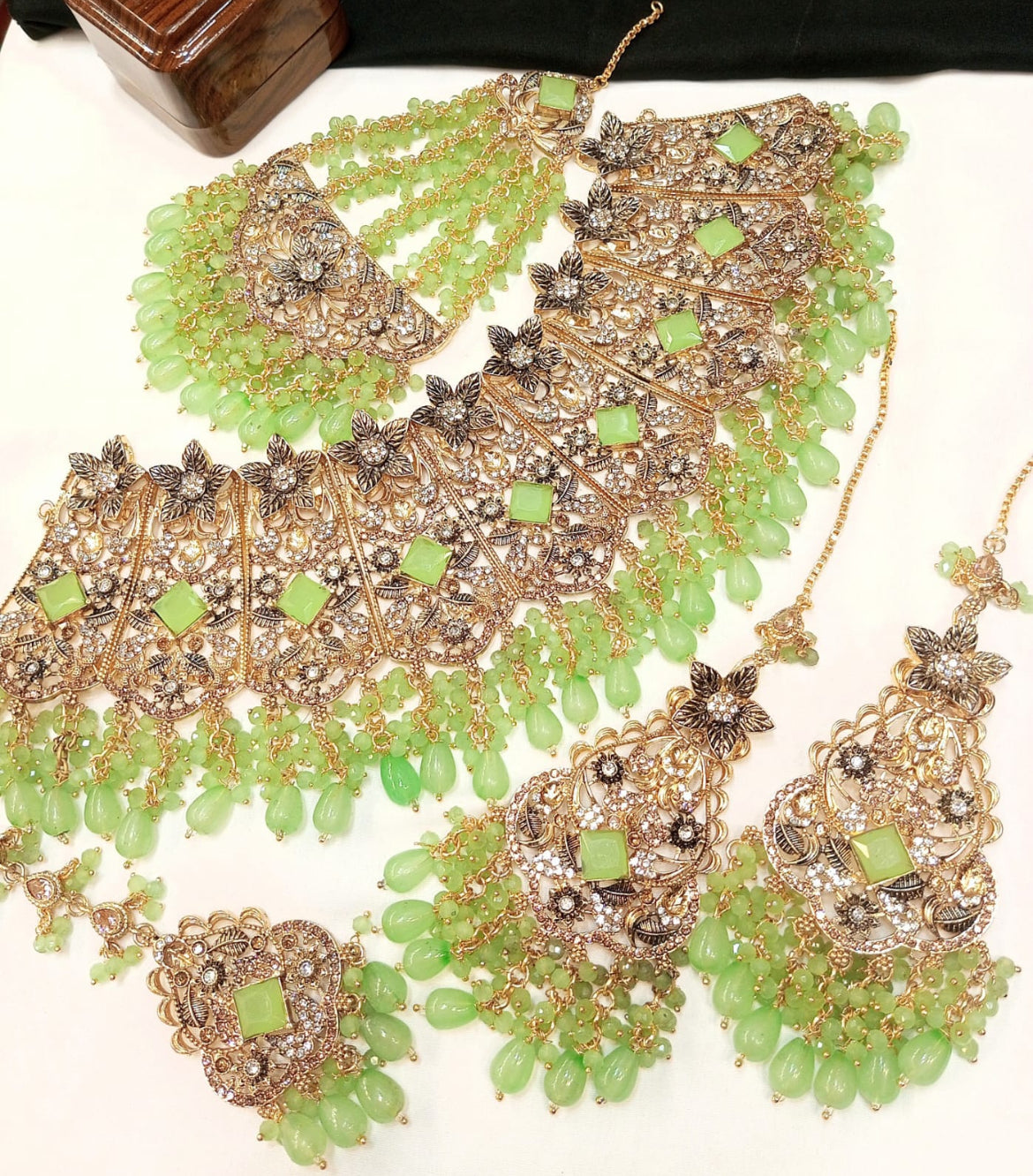 Intricate Kundan & Ruby Red Beaded Bridal Choker Set