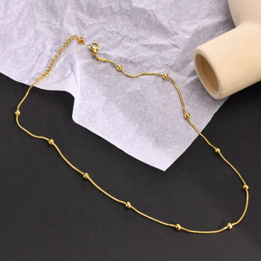 *316L* stainless steel dainty snake chain beads necklace