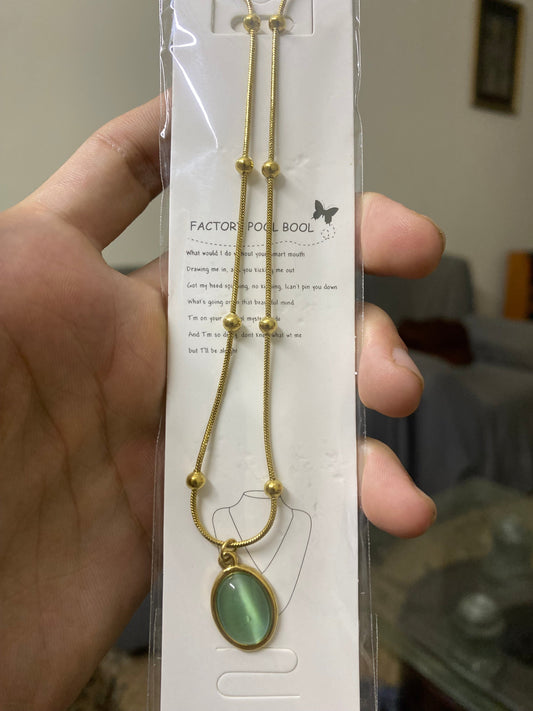 Colorful Oval Gemstone Choker Necklace on Gold Beaded Chain