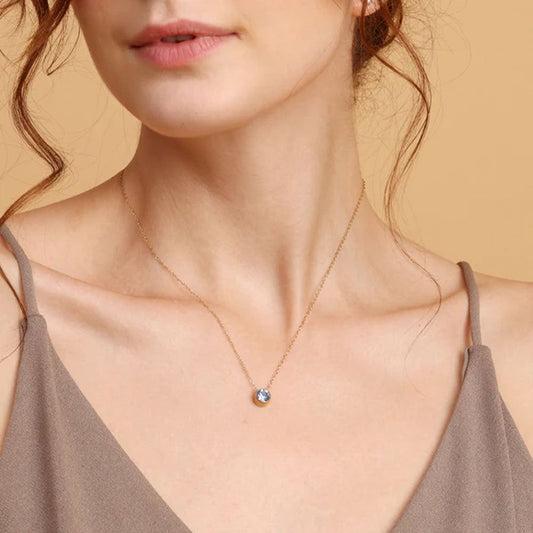 Everyday Simple Single Stone Charm Necklace