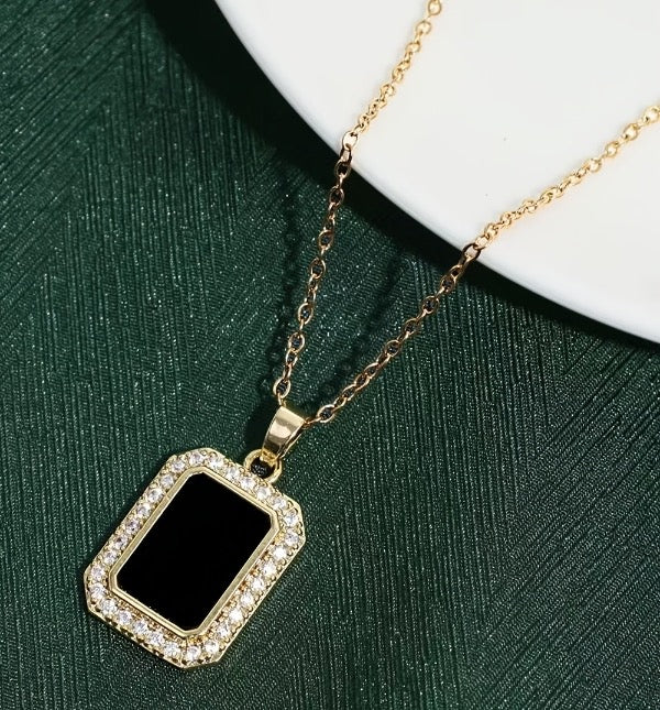 316L stainless steel black studded pendant