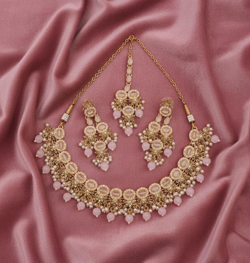 Zircon gajra necklace set