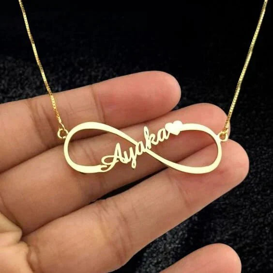 gold plated infinity single name necklace jewellery india 199676