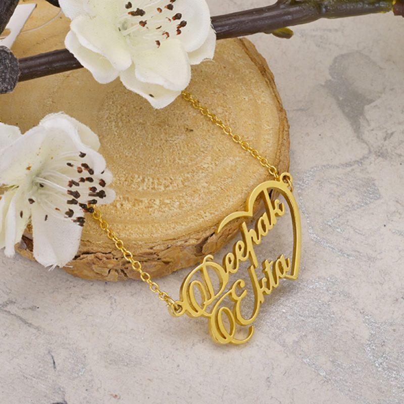 half heart couple name necklace jewellery india 310285