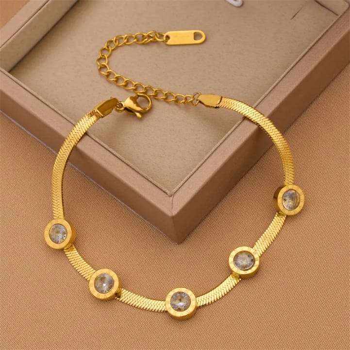316L Stainless steel dainty round diamond bracelet and anklet