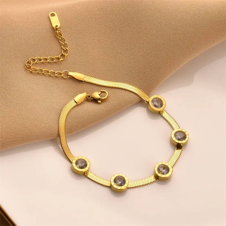 316L Stainless steel dainty round diamond bracelet and anklet