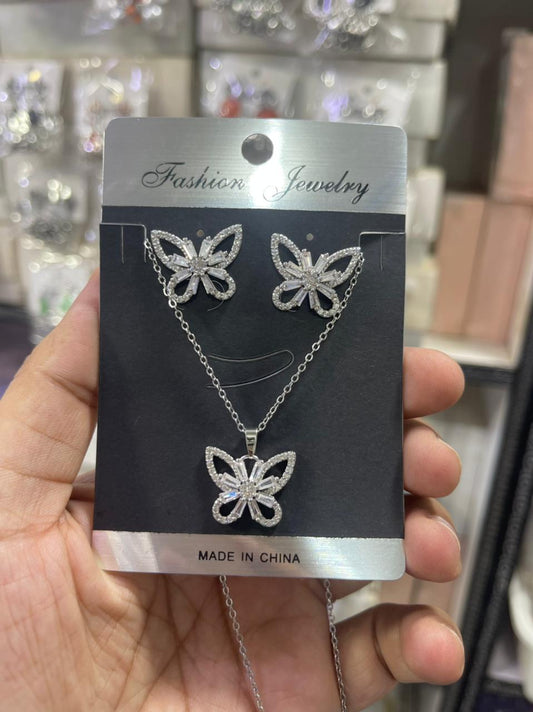 Zircon Butterfly Necklace set
