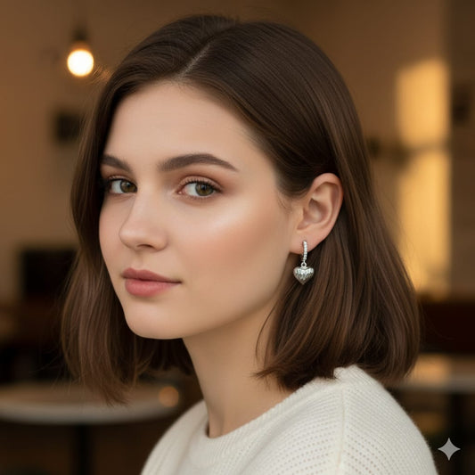 Beautiful zircon heart earrings