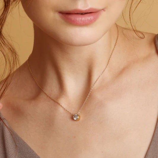 Everyday Simple Single Stone Charm Necklace