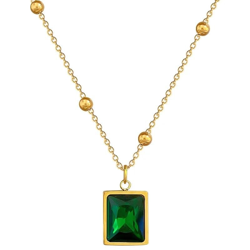 Stainless steel Emerald Zarkoon necklce