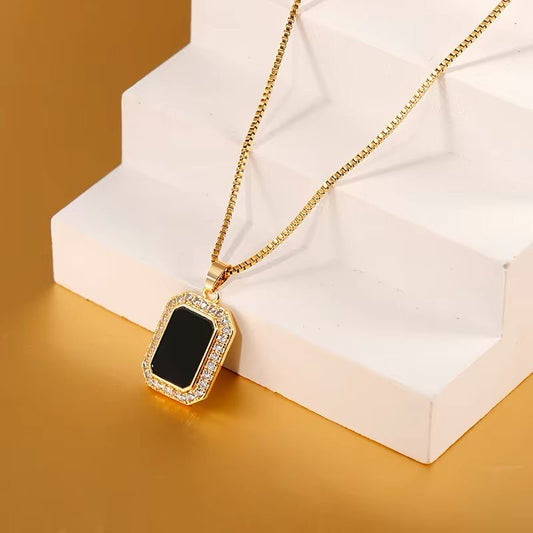 316L stainless steel black studded pendant