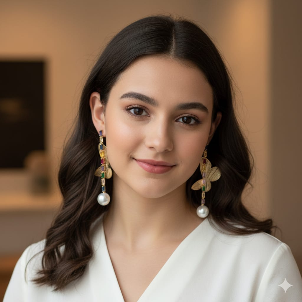 Beautiful Korean zircon earrings with pearl