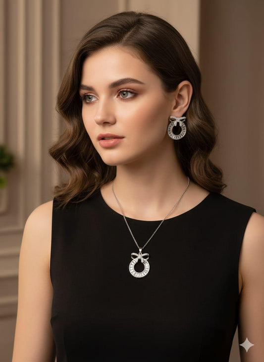 Zircon Bow Necklace set