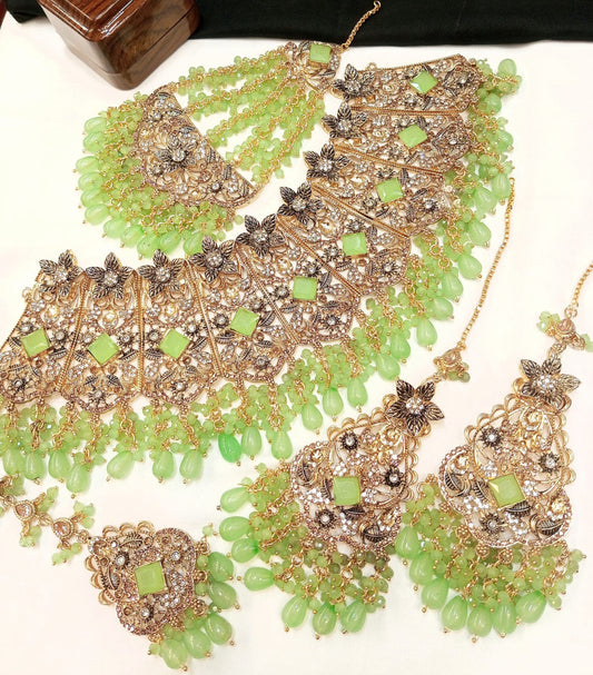 Intricate Kundan & Ruby Red Beaded Bridal Choker Set