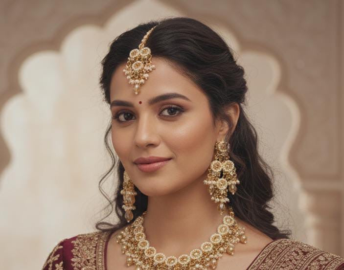 Zircon gajra necklace set