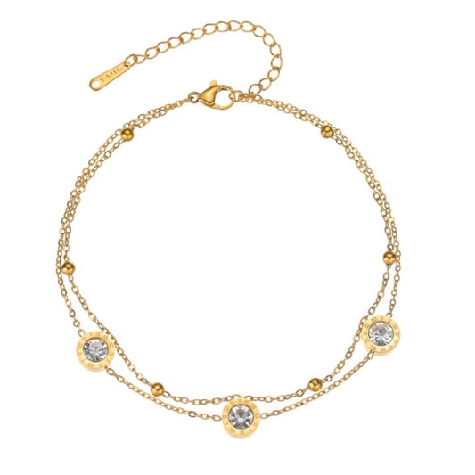 316L stainless steeldainty round diamond  bracelet anklet
