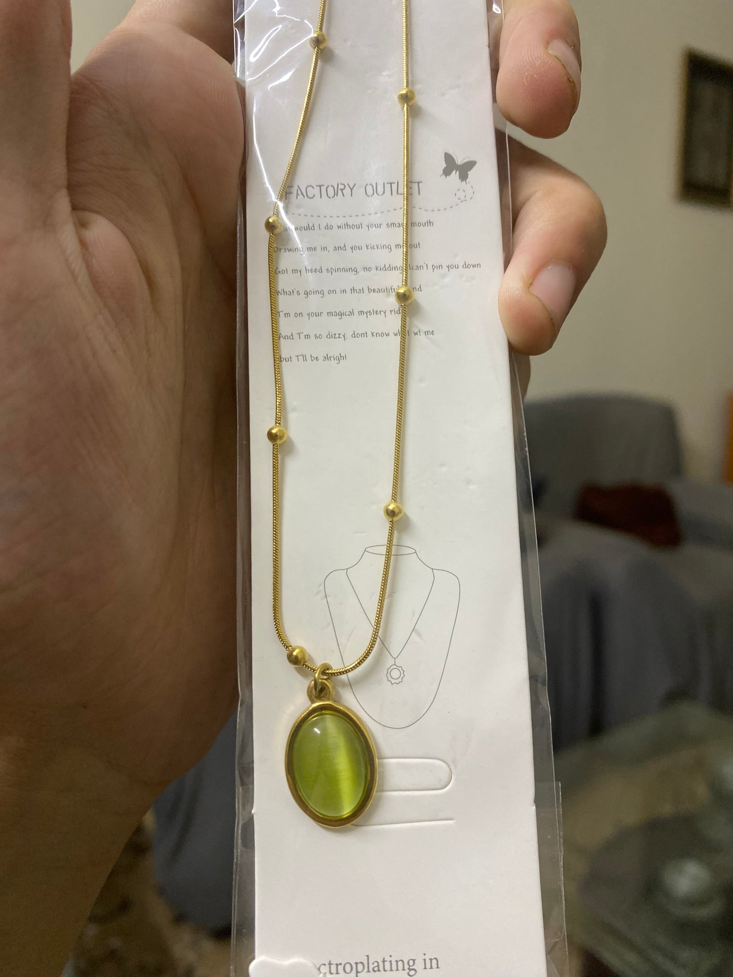Colorful Oval Gemstone Choker Necklace on Gold Beaded Chain