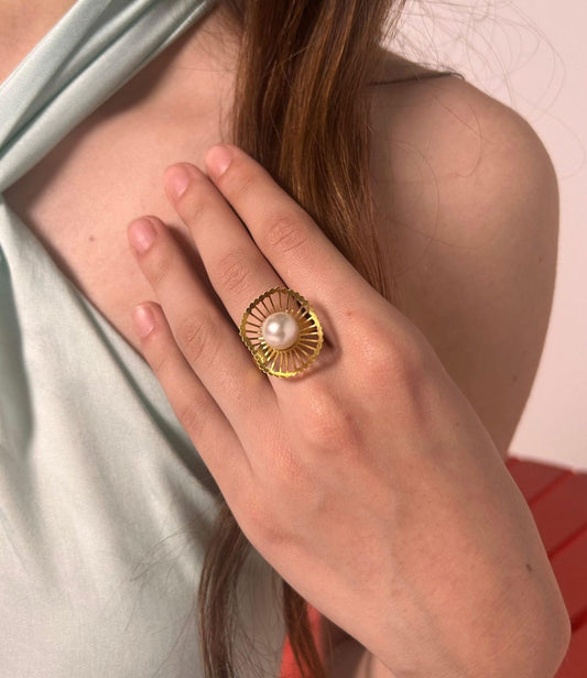 Stainless steel Perle Maize Adjustable ring. 💍