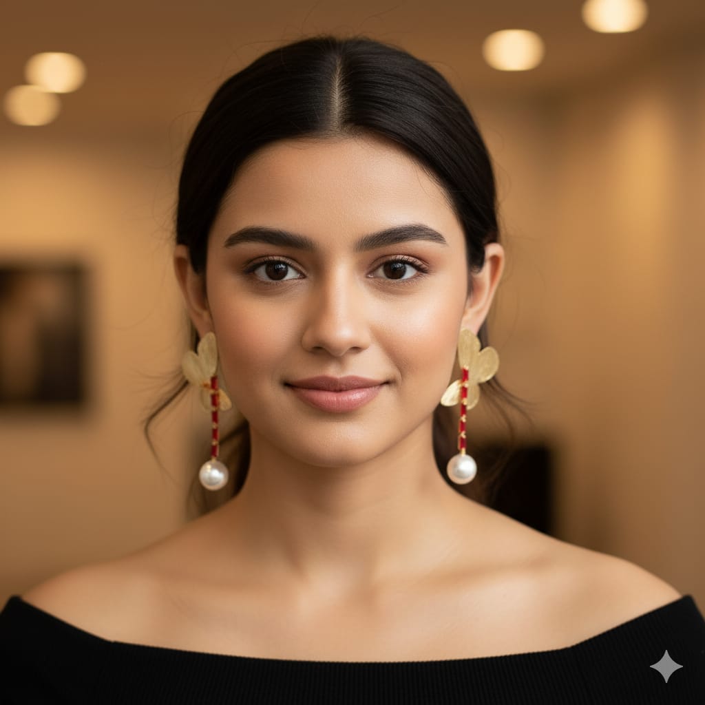 Beautiful Korean zircon earrings with pearl