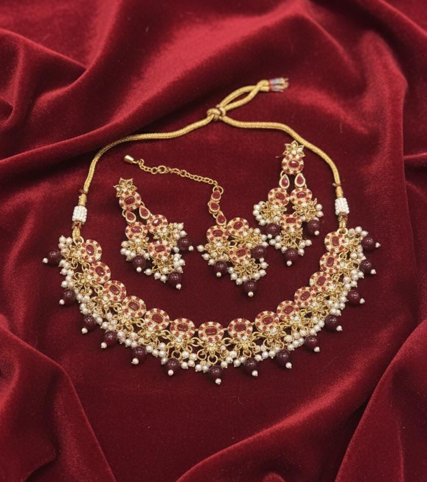Zircon gajra necklace set