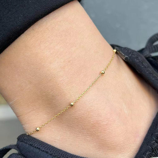 Elegant Gold Tiny Bead Chain Anklet for Women