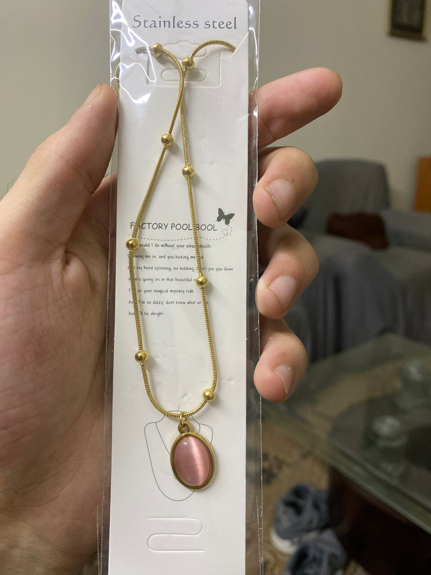 Colorful Oval Gemstone Choker Necklace on Gold Beaded Chain