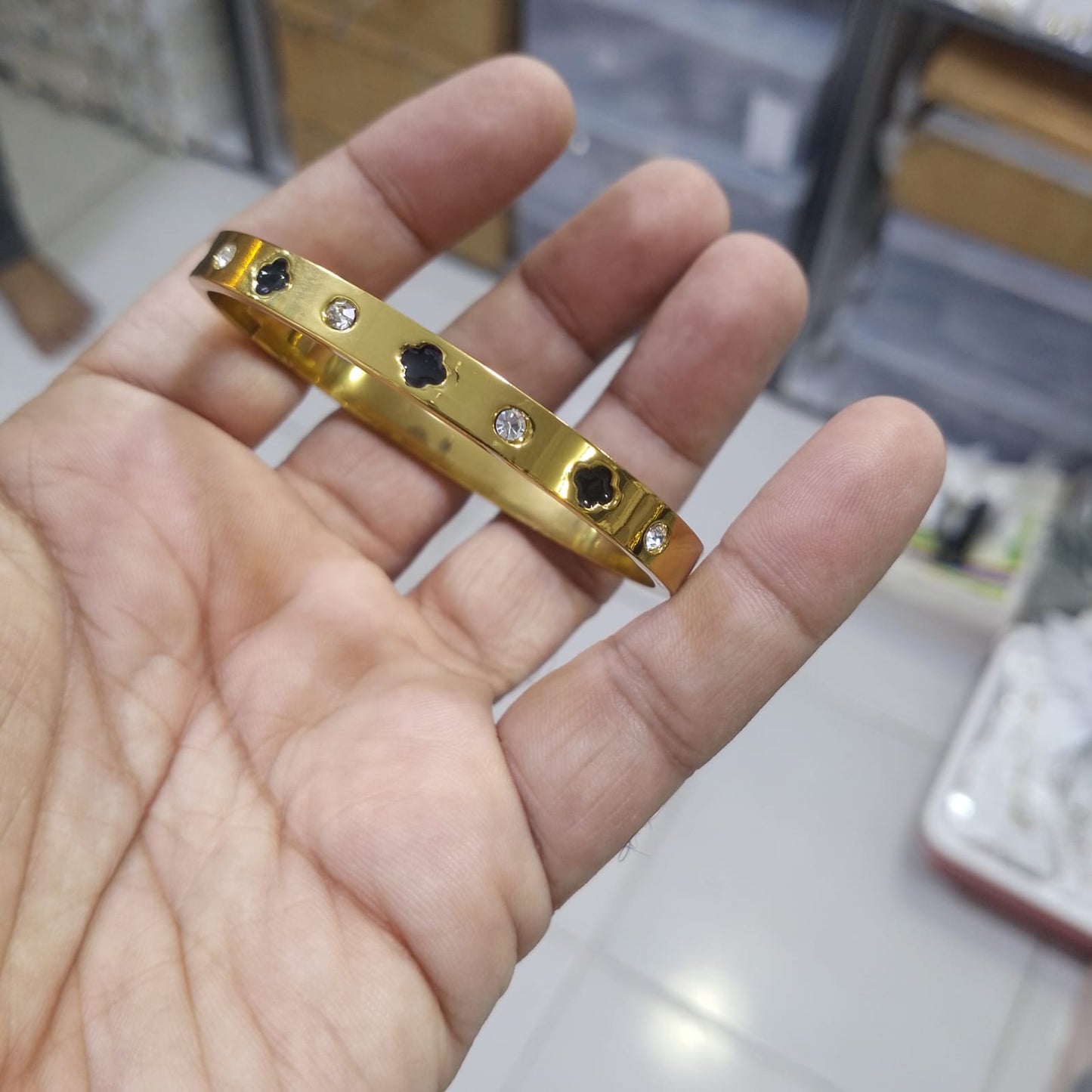 *316* stainless steel diamond openable bangle