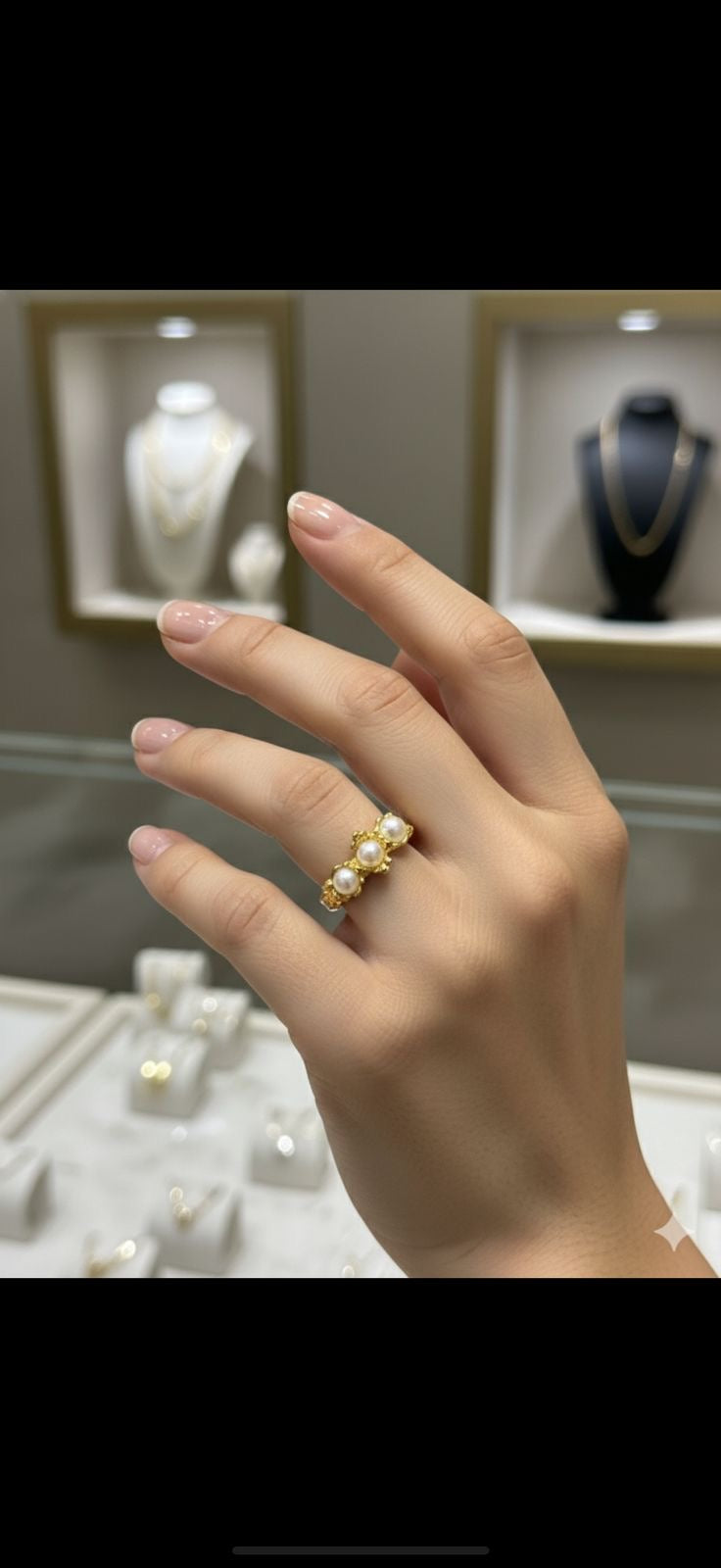 Pearl adjustable ring