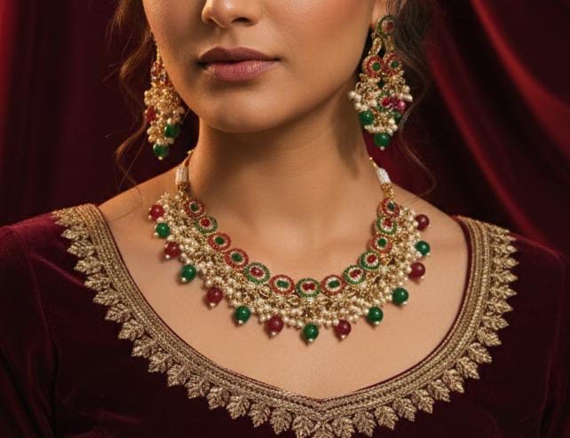 Zircon gajra necklace set