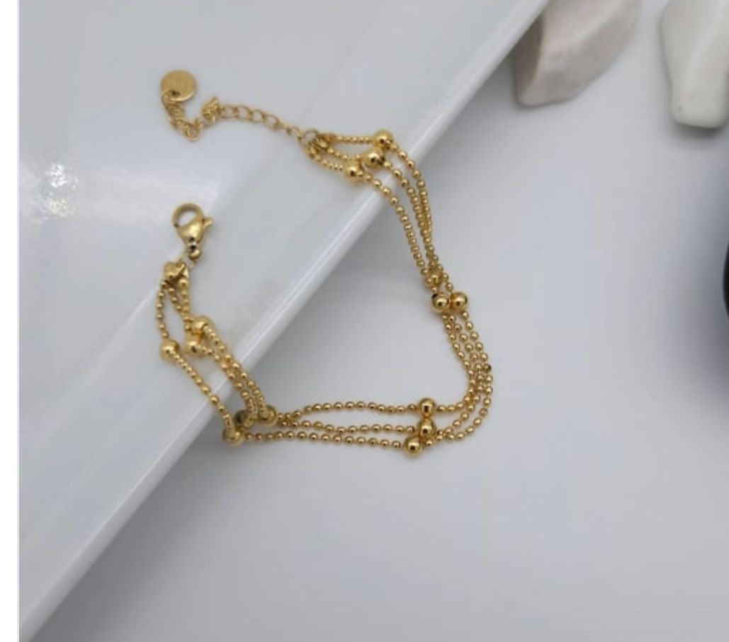 Stainless steel triple layer ball Bracelet