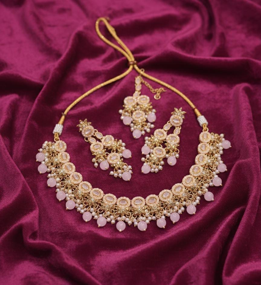 Zircon gajra necklace set