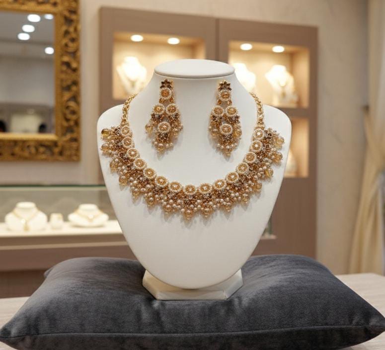 Zircon gajra necklace set