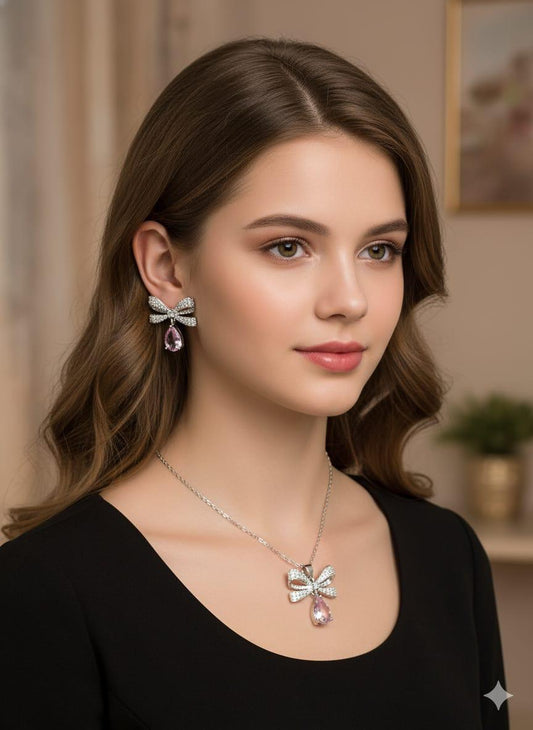 Zircon Bow Necklace set
