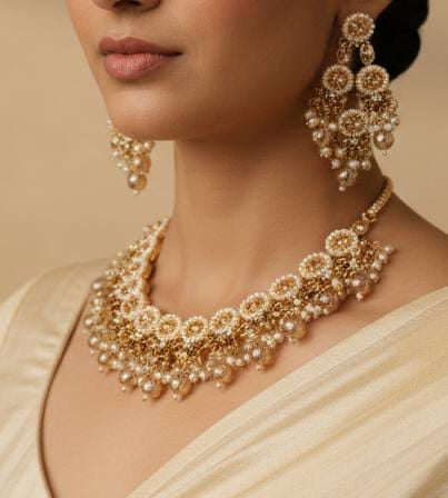 Zircon gajra necklace set