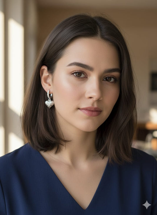Beautiful zircon heart earrings