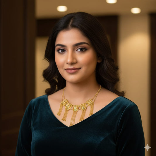 Gold plated luxury necklace with earrings