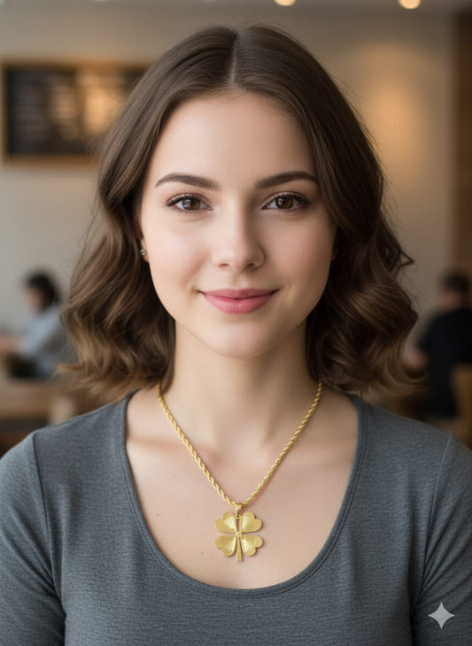 *316L* stainless steel four leaf clover big size pendant with long stainless steel chain