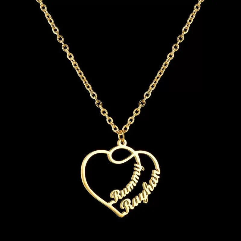 couple heart name pendant jewellery india 801483