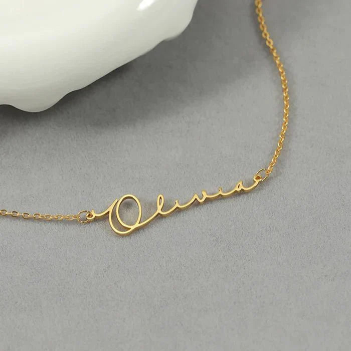 gold plated signature style name necklace jewellery india 853525