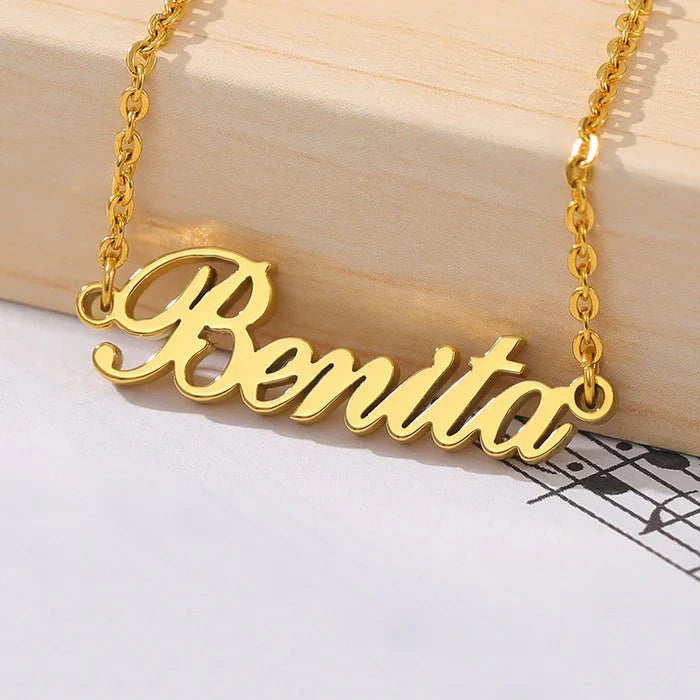 gold plated simple name necklace jewellery india 773240