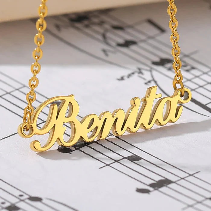 gold plated simple name necklace jewellery india 886767