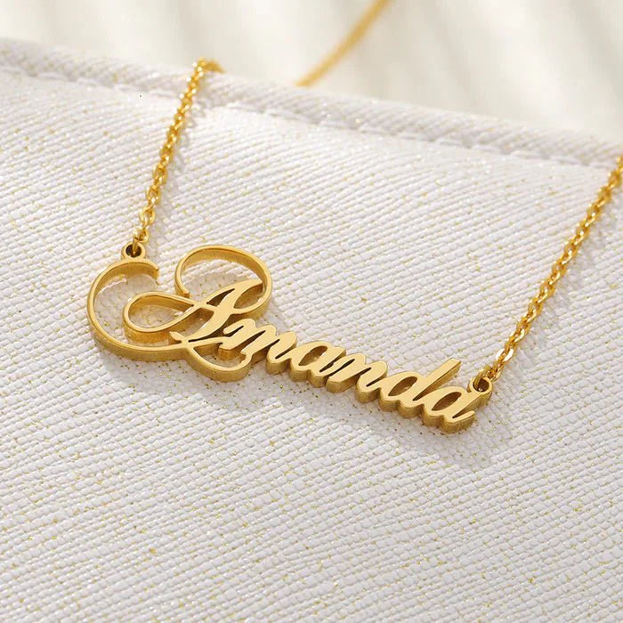 gold plated stylish name necklace jewellery india 226141