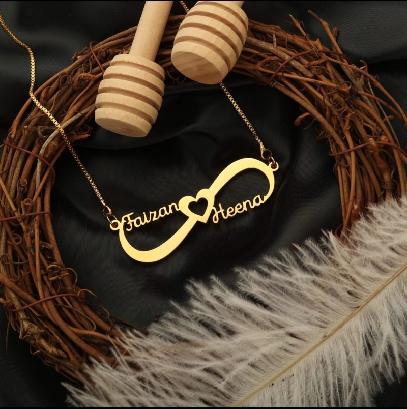 infinity heart style couple name necklace jewellery india 541911