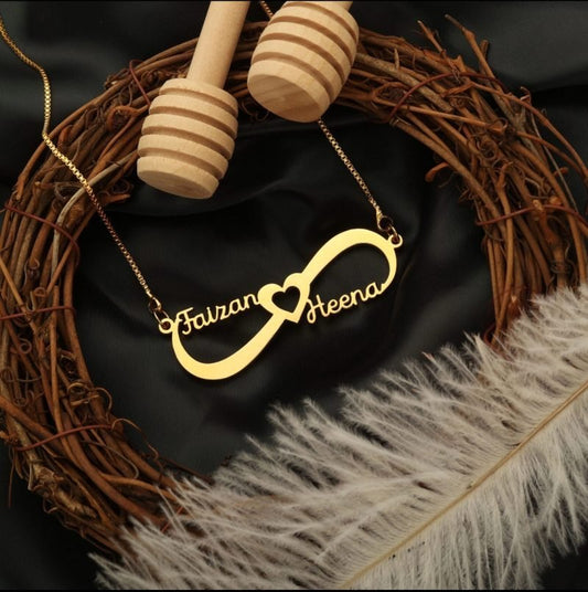 infinity heart style couple name necklace jewellery india 541911