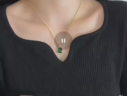 Stainless steel Emerald Zarkoon Necklce